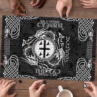 Personalized Flintshire Sir y Fflint Puzzle Black Four Choughs Celtic-inspired - Wonder Print Shop