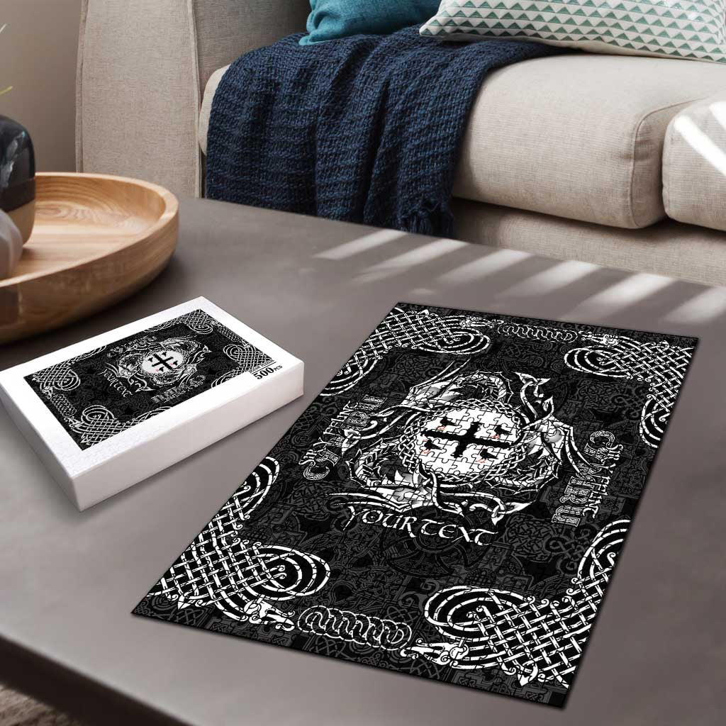 Personalized Flintshire Sir y Fflint Puzzle Black Four Choughs Celtic-inspired - Wonder Print Shop