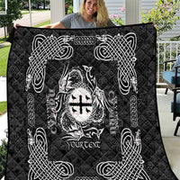 Personalized Flintshire Sir y Fflint Quilt Black Four Choughs Celtic-inspired - Wonder Print Shop