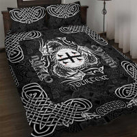 Personalized Flintshire Sir y Fflint Quilt Bed Set Black Four Choughs Celtic-inspired - Wonder Print Shop