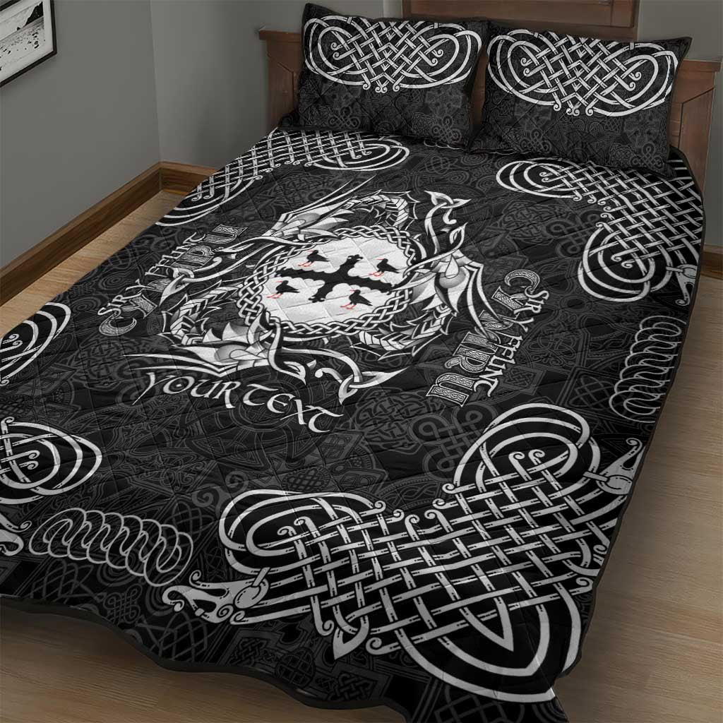 Personalized Flintshire Sir y Fflint Quilt Bed Set Black Four Choughs Celtic-inspired - Wonder Print Shop