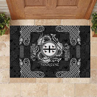 Personalized Flintshire Sir y Fflint Rubber Doormat Black Four Choughs Celtic-inspired - Wonder Print Shop