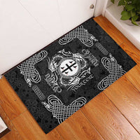 Personalized Flintshire Sir y Fflint Rubber Doormat Black Four Choughs Celtic-inspired - Wonder Print Shop