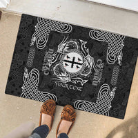 Personalized Flintshire Sir y Fflint Rubber Doormat Black Four Choughs Celtic-inspired - Wonder Print Shop