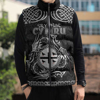Personalized Flintshire Sir y Fflint Sleeveless Puffer Jacket Black Four Choughs Celtic-inspired - Wonder Print Shop