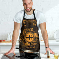 Personalized Flintshire Sir y Fflint Apron Gold Four Choughs Celtic-inspired - Wonder Print Shop