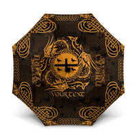 Personalized Flintshire Sir y Fflint Umbrella Gold Four Choughs Celtic-inspired - Wonder Print Shop