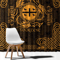 Personalized Flintshire Sir y Fflint Window Curtain Gold Four Choughs Celtic-inspired - Wonder Print Shop