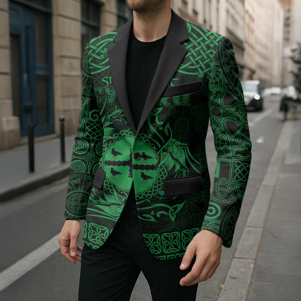 Personalized Flintshire Sir y Fflint Blazer Green Four Choughs Celtic-inspired - Wonder Print Shop