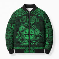 Personalized Flintshire Sir y Fflint Bomber Puffer Jacket Green Four Choughs Celtic-inspired - Wonder Print Shop