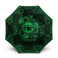 Personalized Flintshire Sir y Fflint Umbrella Green Four Choughs Celtic-inspired - Wonder Print Shop
