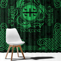Personalized Flintshire Sir y Fflint Window Curtain Green Four Choughs Celtic-inspired - Wonder Print Shop