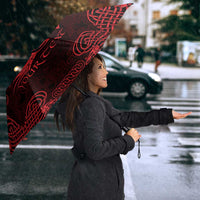 Personalized Flintshire Sir y Fflint Umbrella Red Four Choughs Celtic-inspired - Wonder Print Shop