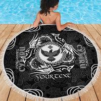Personalized Glamorgan Morgannwg Beach Blanket Black Raven Celtic-inspired - Wonder Print Shop