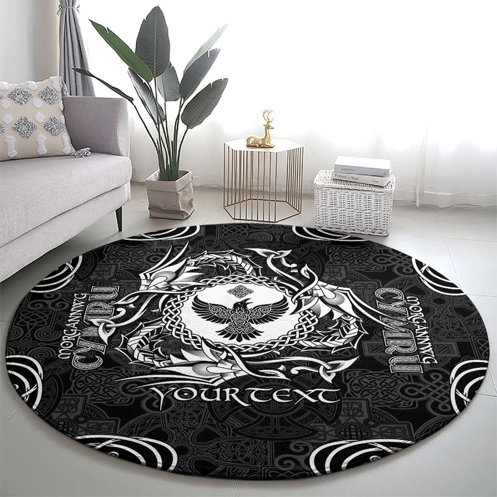 Personalized Glamorgan Morgannwg Round Carpet Black Raven Celtic-inspired - Wonder Print Shop