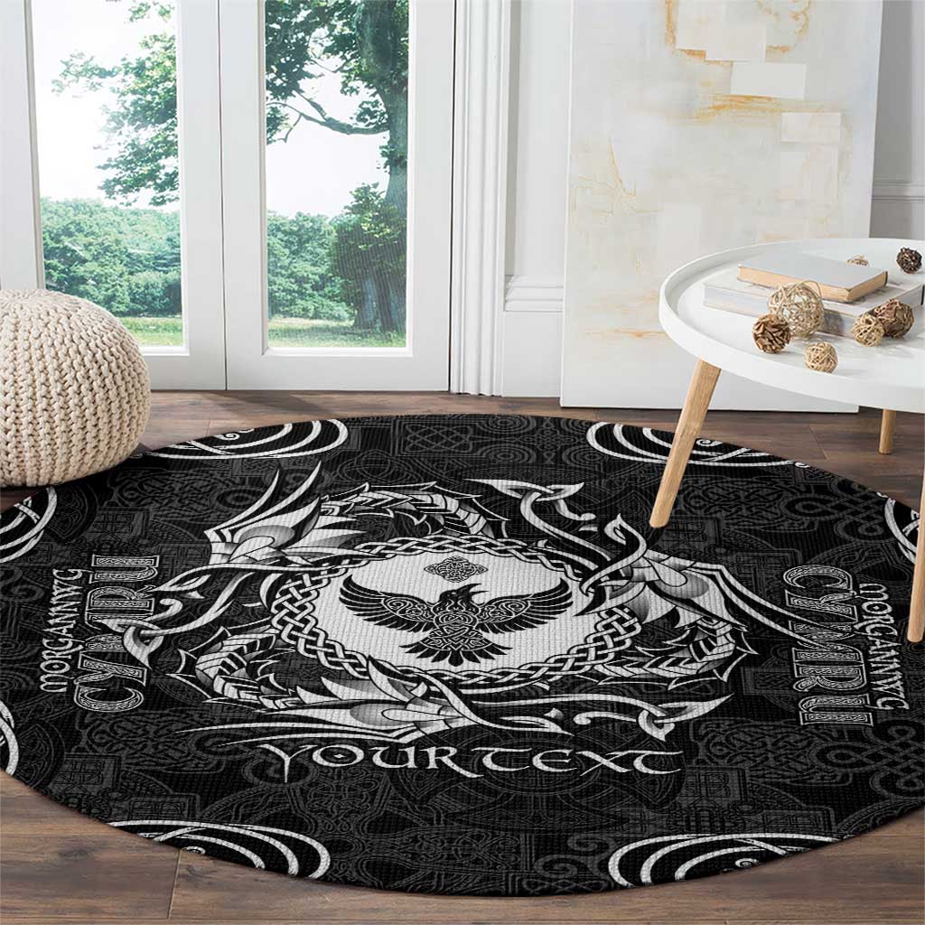 Personalized Glamorgan Morgannwg Round Carpet Black Raven Celtic-inspired - Wonder Print Shop