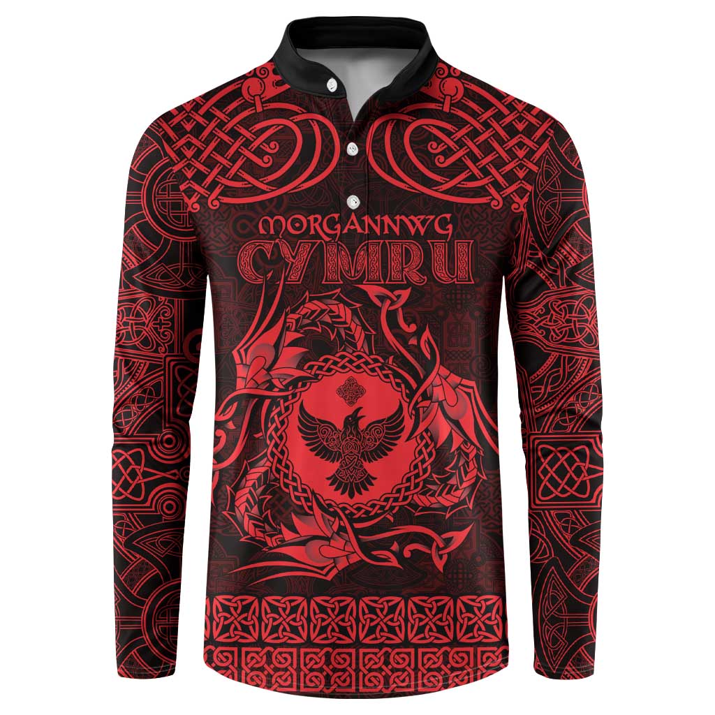 Personalized Glamorgan Morgannwg Button Sweatshirt Red Raven Celtic-inspired - Wonder Print Shop