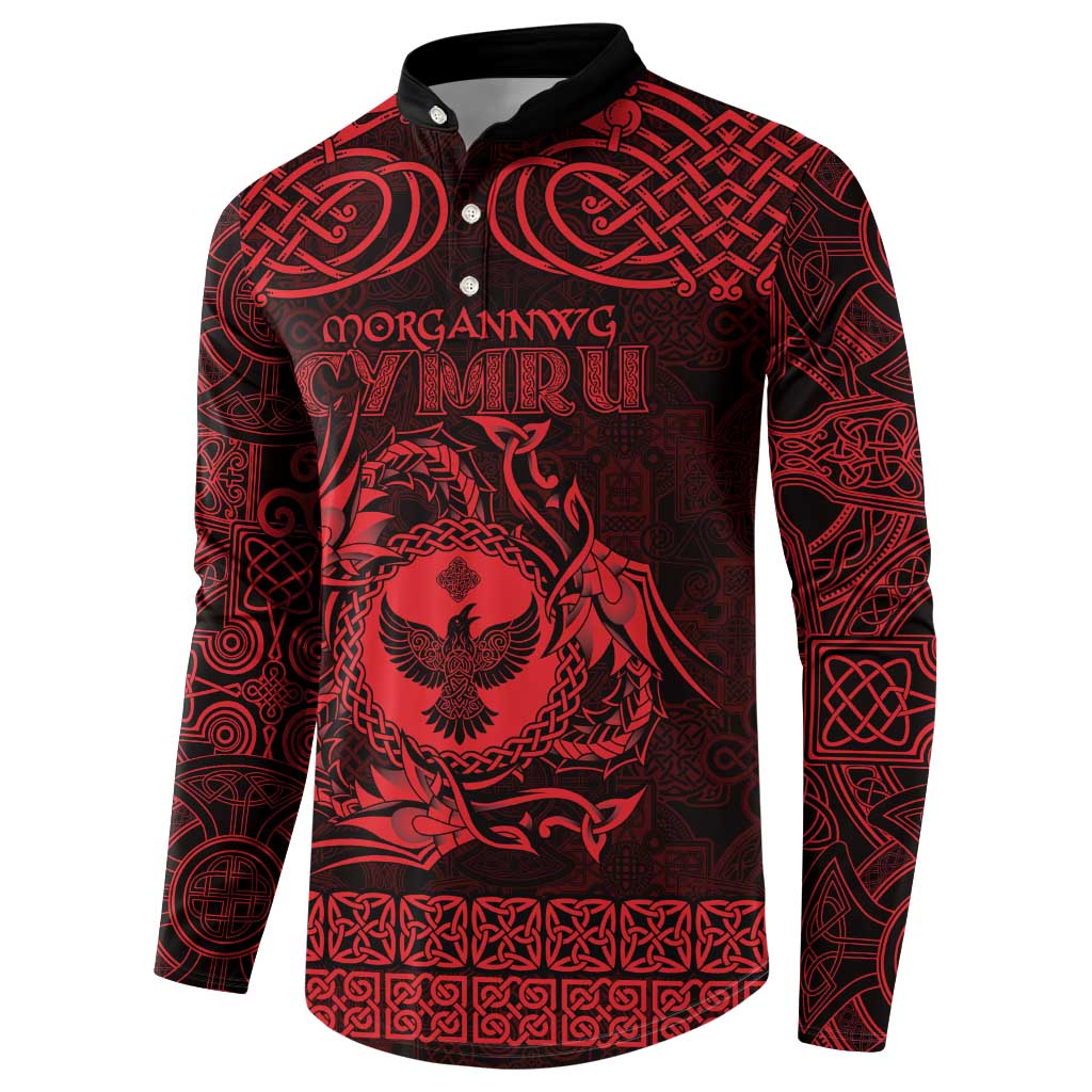 Personalized Glamorgan Morgannwg Button Sweatshirt Red Raven Celtic-inspired - Wonder Print Shop