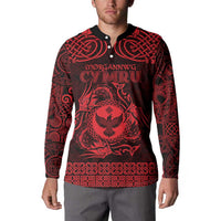 Personalized Glamorgan Morgannwg Button Sweatshirt Red Raven Celtic-inspired - Wonder Print Shop