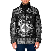 Personalized Merionethshire Meirionnydd Padded Jacket Black Wolf Celtic-inspired - Wonder Print Shop