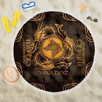 Personalized Merionethshire Meirionnydd Beach Blanket Gold Wolf Celtic-inspired - Wonder Print Shop