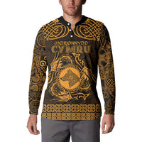 Personalized Merionethshire Meirionnydd Button Sweatshirt Gold Wolf Celtic-inspired - Wonder Print Shop