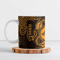 Personalized Merionethshire Meirionnydd Ceramic Mug Gold Wolf Celtic-inspired - Wonder Print Shop