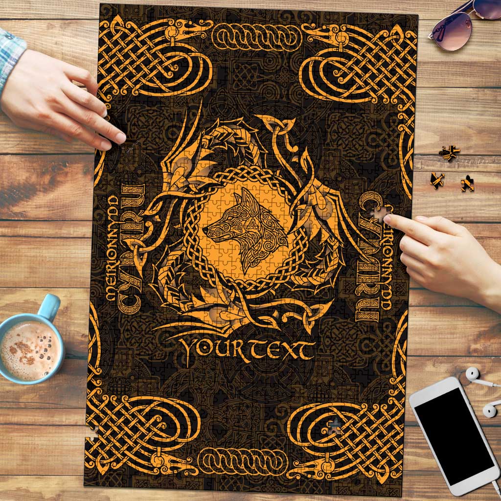 Personalized Merionethshire Meirionnydd Puzzle Gold Wolf Celtic-inspired - Wonder Print Shop