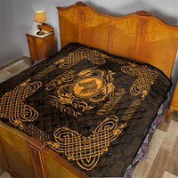Personalized Merionethshire Meirionnydd Quilt Gold Wolf Celtic-inspired - Wonder Print Shop