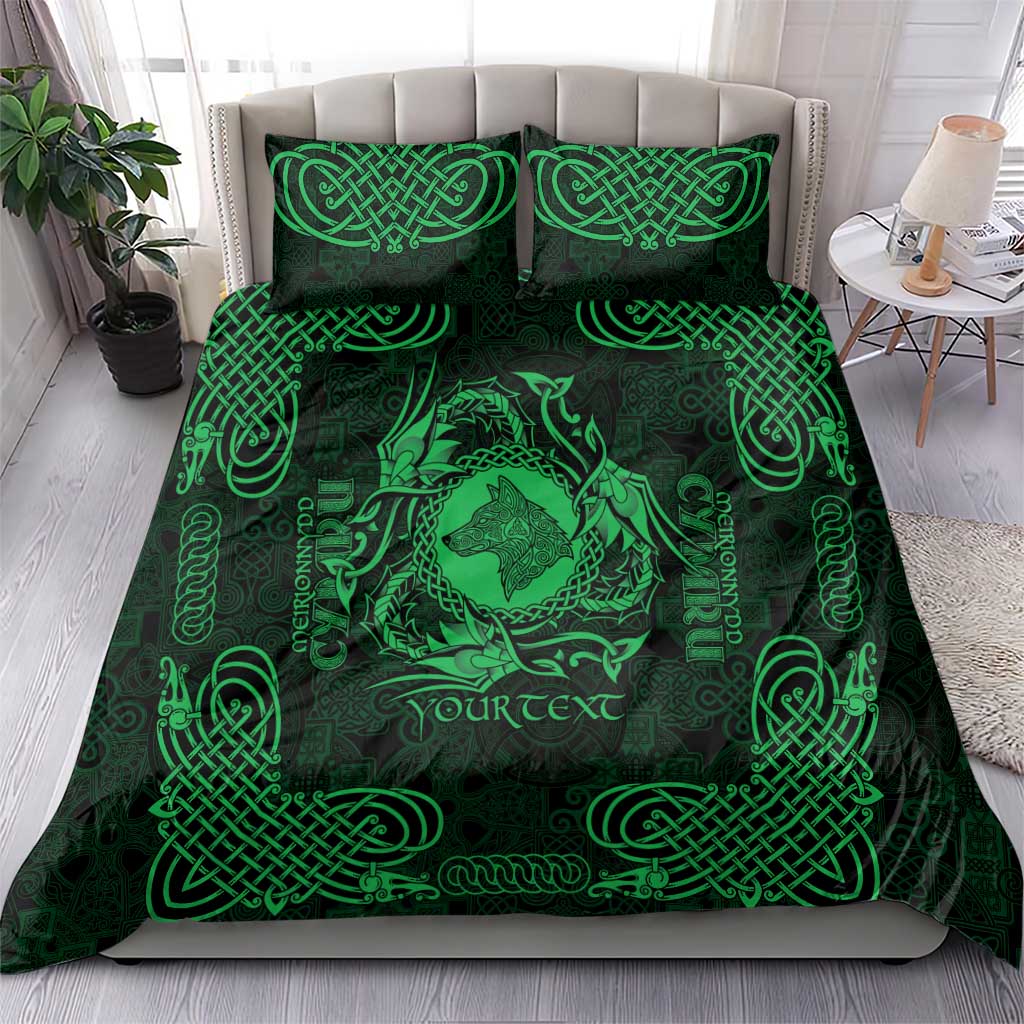 Personalized Merionethshire Meirionnydd Bedding Set Green Wolf Celtic-inspired - Wonder Print Shop