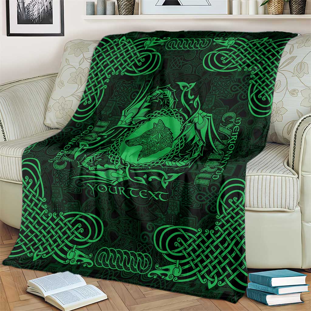 Personalized Merionethshire Meirionnydd Blanket Green Wolf Celtic-inspired - Wonder Print Shop