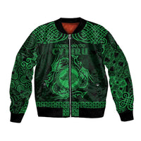 Personalized Merionethshire Meirionnydd Bomber Jacket Green Wolf Celtic-inspired - Wonder Print Shop