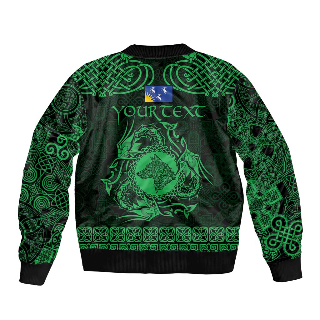 Personalized Merionethshire Meirionnydd Bomber Jacket Green Wolf Celtic-inspired - Wonder Print Shop