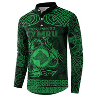 Personalized Merionethshire Meirionnydd Button Sweatshirt Green Wolf Celtic-inspired - Wonder Print Shop