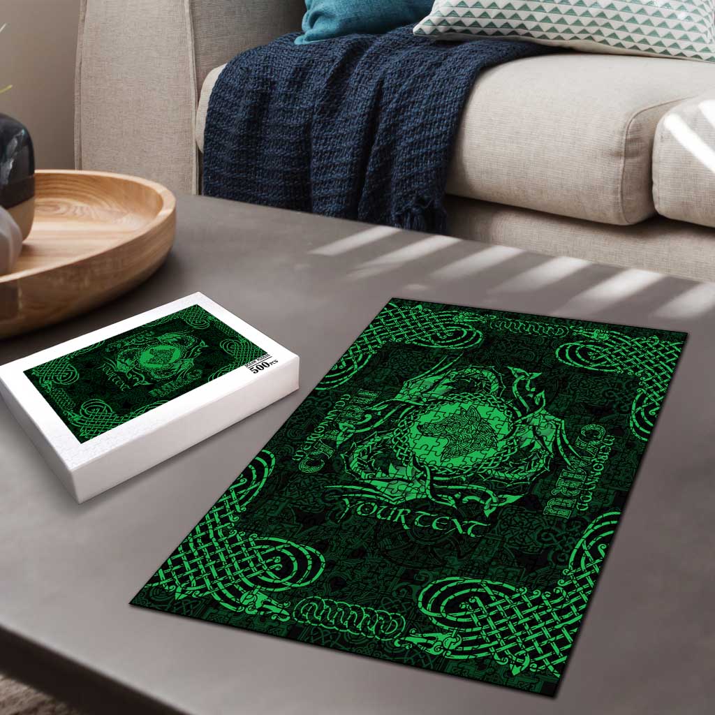 Personalized Merionethshire Meirionnydd Puzzle Green Wolf Celtic-inspired - Wonder Print Shop
