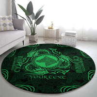 Personalized Merionethshire Meirionnydd Round Carpet Green Wolf Celtic-inspired - Wonder Print Shop