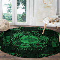 Personalized Merionethshire Meirionnydd Round Carpet Green Wolf Celtic-inspired - Wonder Print Shop
