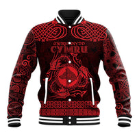Personalized Merionethshire Meirionnydd Baseball Jacket Red Wolf Celtic-inspired - Wonder Print Shop