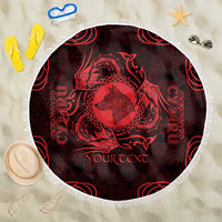 Personalized Merionethshire Meirionnydd Beach Blanket Red Wolf Celtic-inspired - Wonder Print Shop