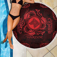 Personalized Merionethshire Meirionnydd Beach Blanket Red Wolf Celtic-inspired - Wonder Print Shop