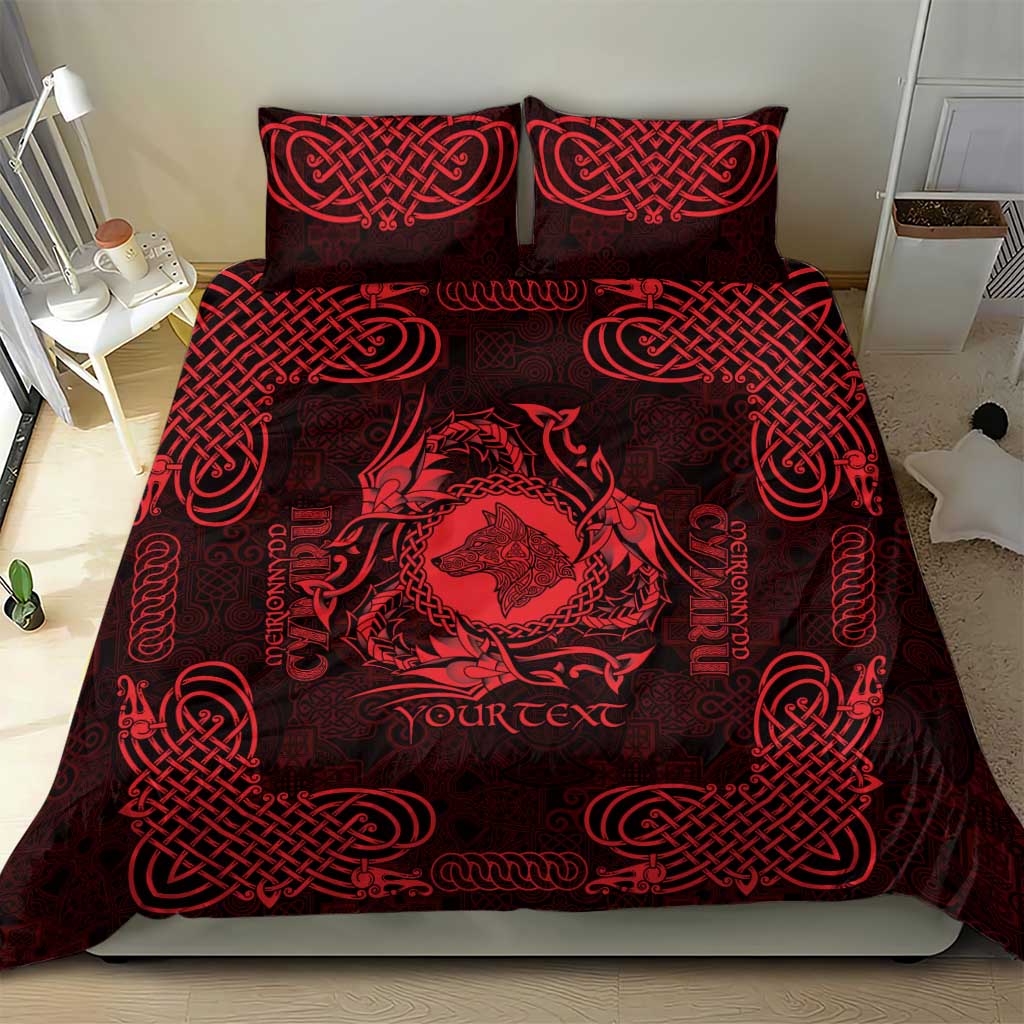 Personalized Merionethshire Meirionnydd Bedding Set Red Wolf Celtic-inspired - Wonder Print Shop