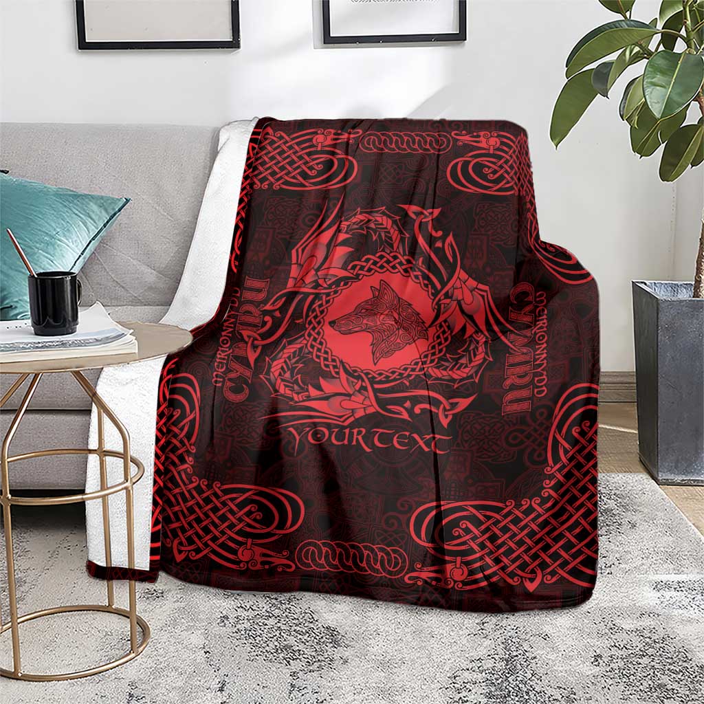 Personalized Merionethshire Meirionnydd Blanket Red Wolf Celtic-inspired - Wonder Print Shop
