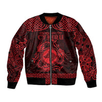 Personalized Merionethshire Meirionnydd Bomber Jacket Red Wolf Celtic-inspired - Wonder Print Shop