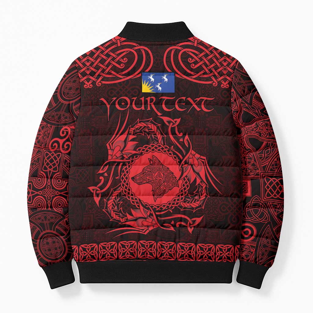 Personalized Merionethshire Meirionnydd Bomber Puffer Jacket Red Wolf Celtic-inspired - Wonder Print Shop