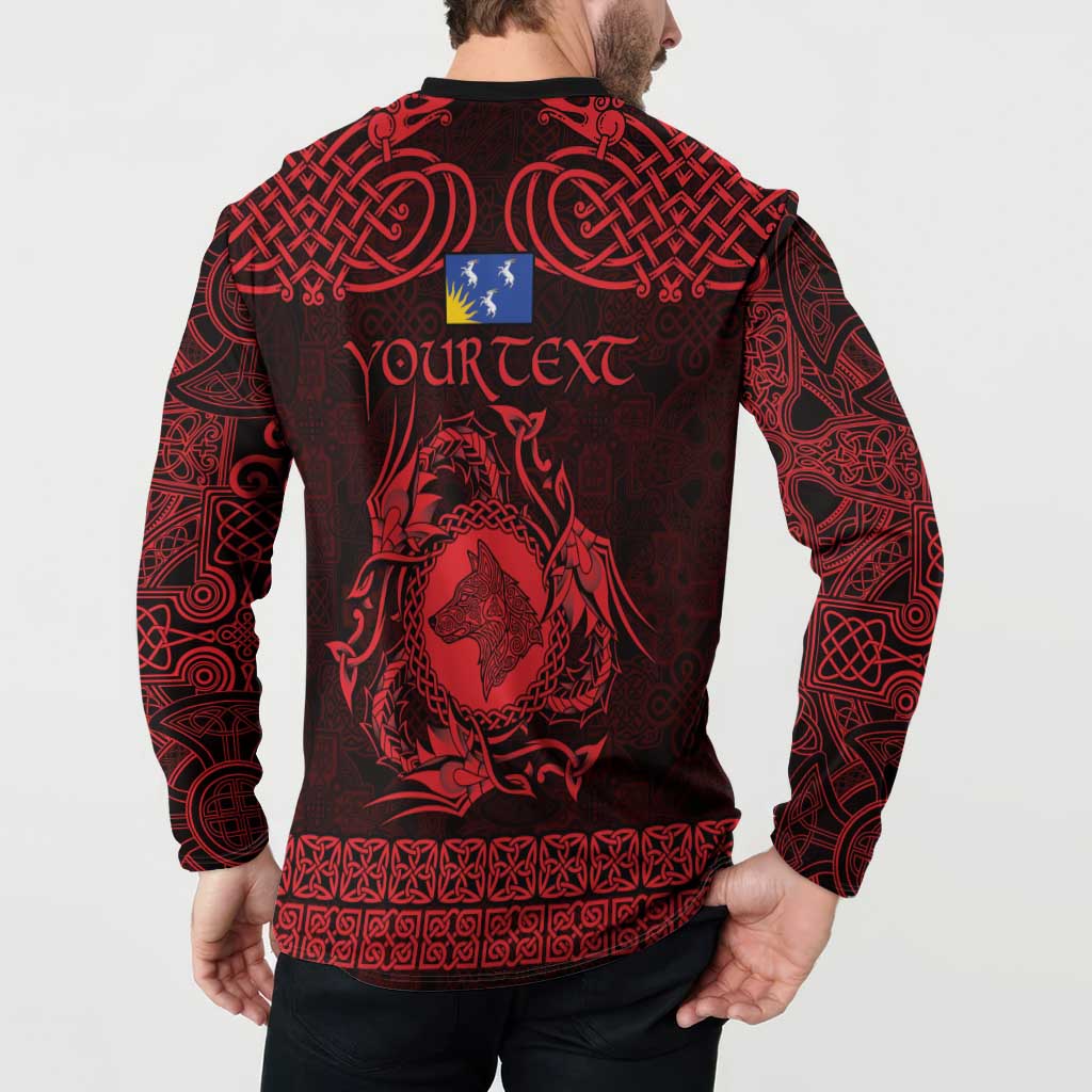 Personalized Merionethshire Meirionnydd Button Sweatshirt Red Wolf Celtic-inspired - Wonder Print Shop