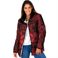 Personalized Merionethshire Meirionnydd Padded Jacket Red Wolf Celtic-inspired - Wonder Print Shop
