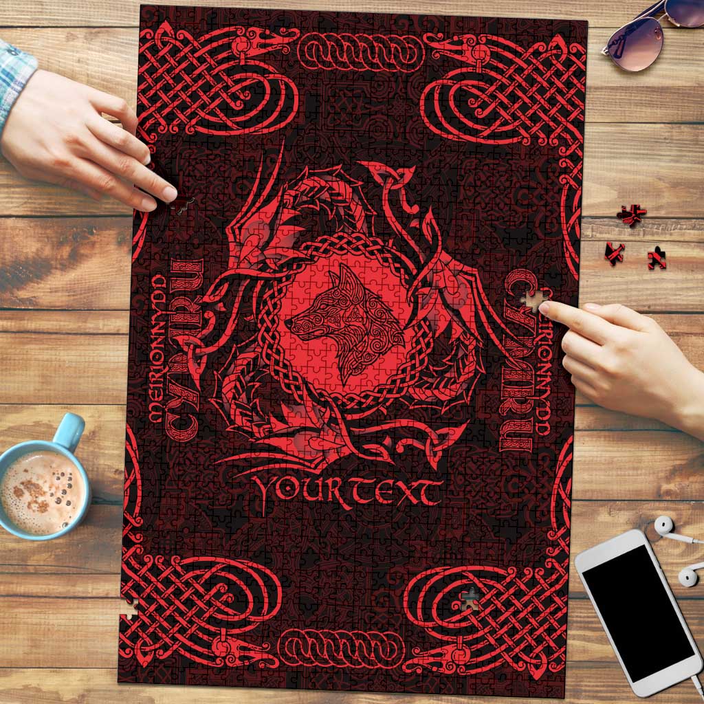 Personalized Merionethshire Meirionnydd Puzzle Red Wolf Celtic-inspired - Wonder Print Shop