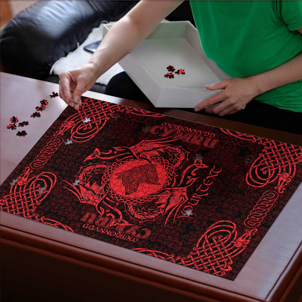 Personalized Merionethshire Meirionnydd Puzzle Red Wolf Celtic-inspired - Wonder Print Shop