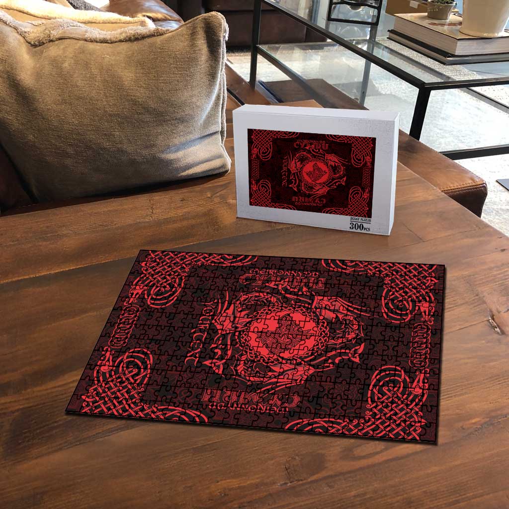 Personalized Merionethshire Meirionnydd Puzzle Red Wolf Celtic-inspired - Wonder Print Shop