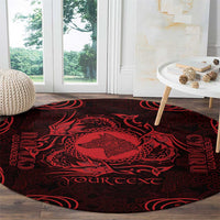 Personalized Merionethshire Meirionnydd Round Carpet Red Wolf Celtic-inspired - Wonder Print Shop
